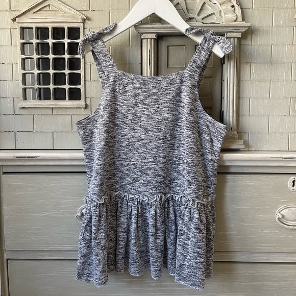 J. Crew Crewcuts Girls’ Marled Ruffle-trim Tank Top in Supersoft Jersey in Navy - Picture 3 of 8